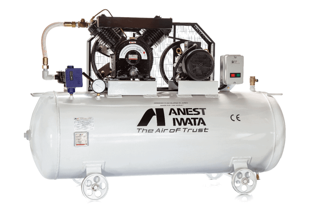 2-10HP Anesta Iwata Tank & Base Mounted Lubricated Reciprocating Vacuum Pumps