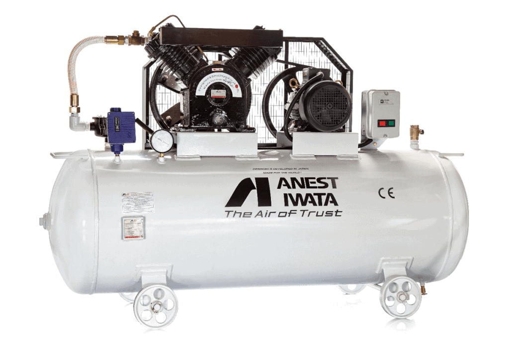Anest Iwata 2-10hp tank & base mounted lubricated reciprocating vacuum pump